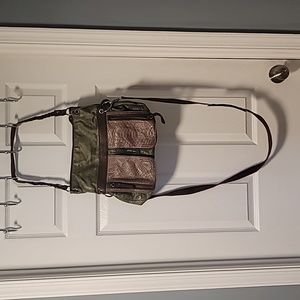 The Sak, 14x12, leather olive green and brown cross body purse.